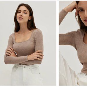 Love Bonito - Square Neck Beige Top (XS)
